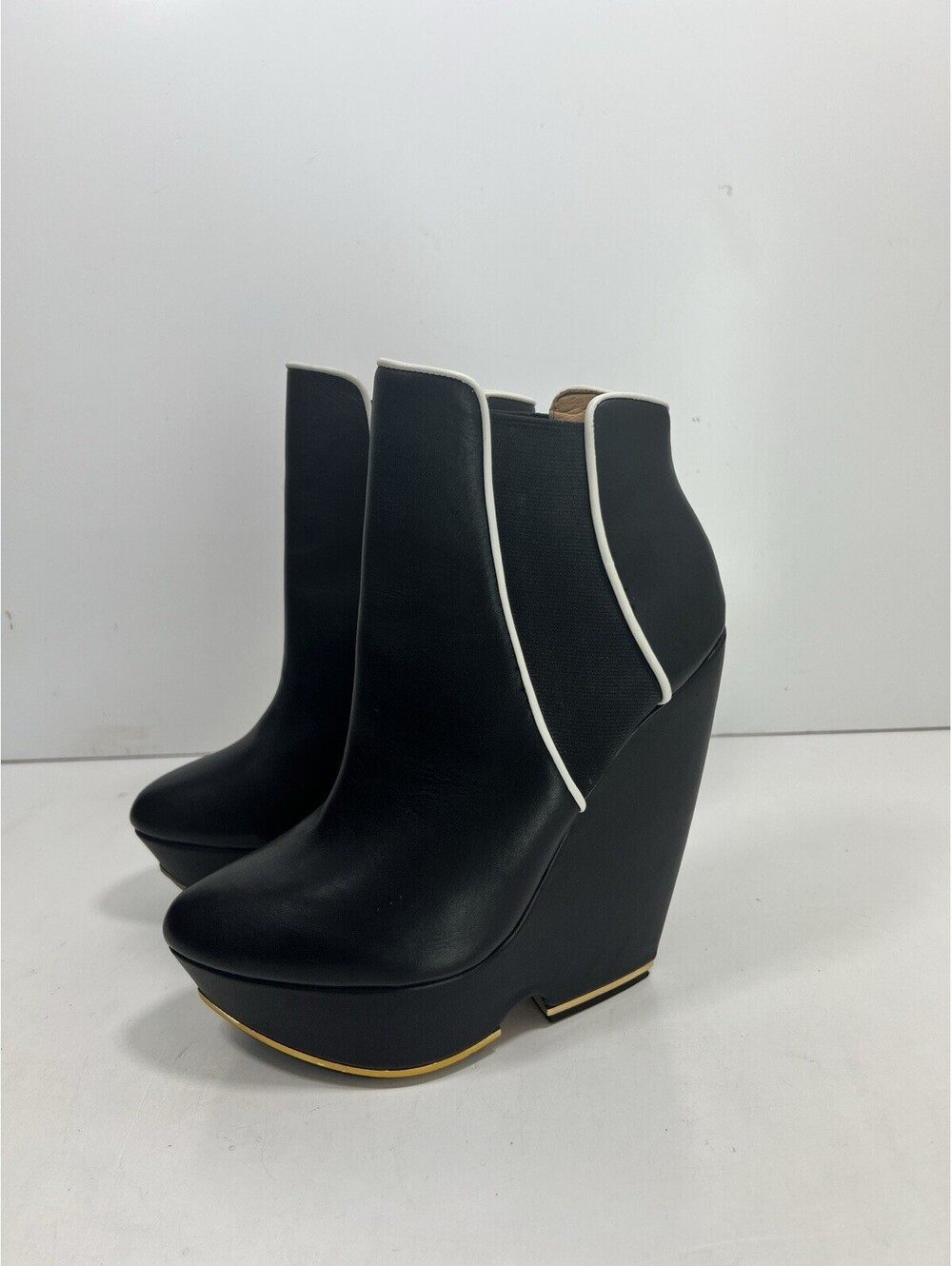 L. A. M. B. Diva Platform Booties Women Sz 8.5 Black Leather Punk Retro